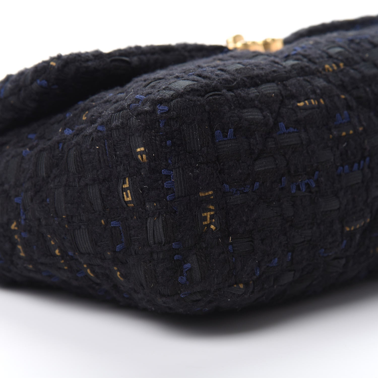Chanel Tweed Quilted Large Chanel 19 Flap Black Navy Gold 9 of 12