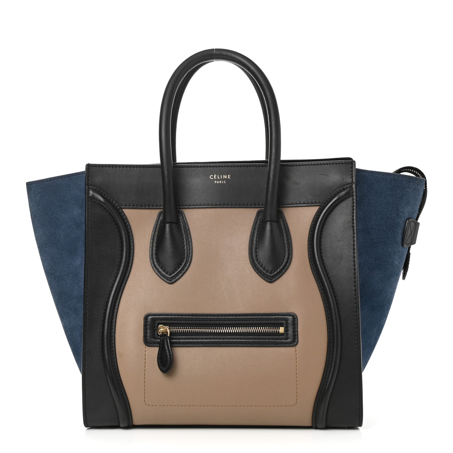 Smooth Calfskin Suede Mini Tri-Color Luggage Beige