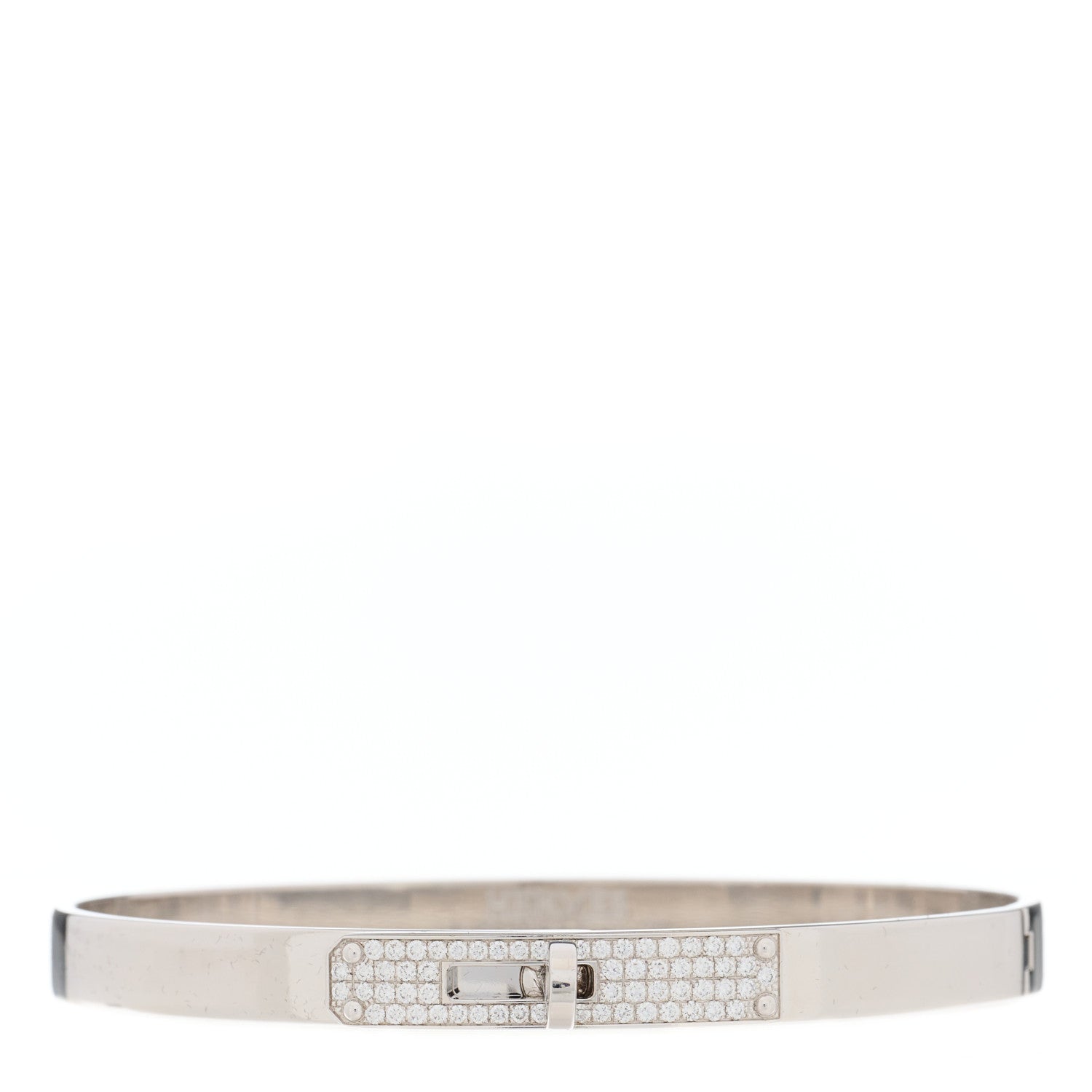 Hermes 18K White Gold Diamond PM Kelly Pave Bracelet SH 1 of 4