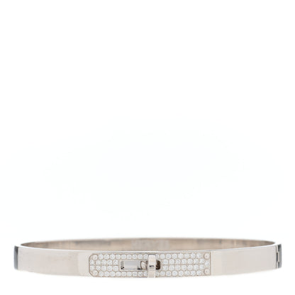 Hermes 18K White Gold Diamond PM Kelly Pave Bracelet SH 1 of 4