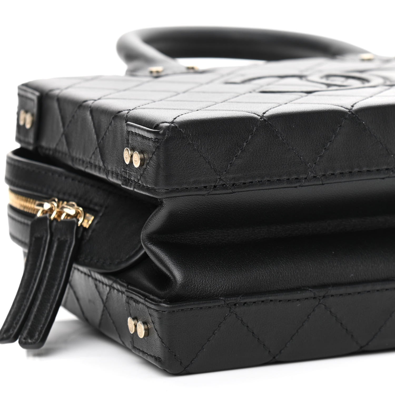 Chanel Calfskin Quilted Studded Square Vanity Case Black 9 of 11