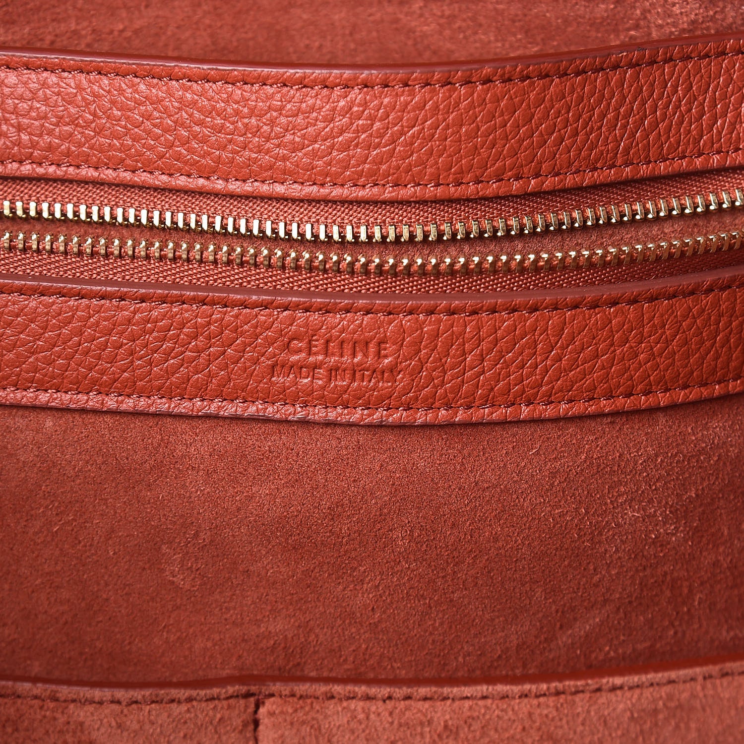 Celine Soft Grained Calfskin Small Belt Cabas Phantom Fox Red 7 of 13