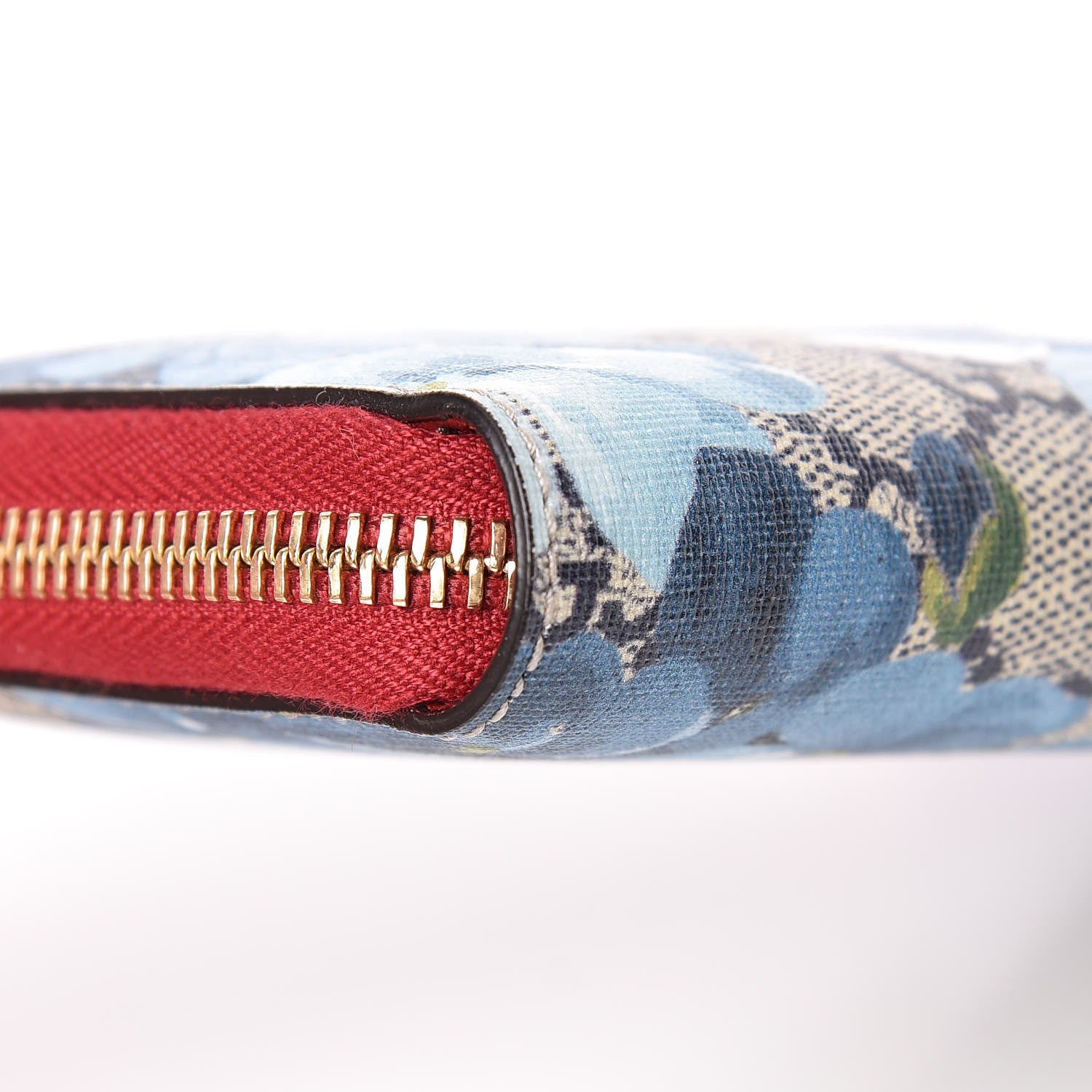 Gucci GG Supreme Monogram Blooms Zip Around Wallet Blue Red 8 of 9