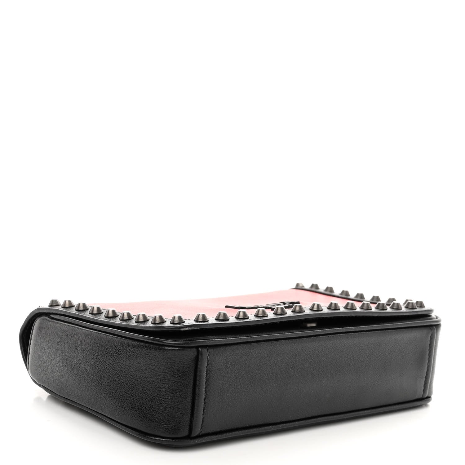 Prada Glace Calfskin Studded Crossbody Fuoco Black 4 of 9