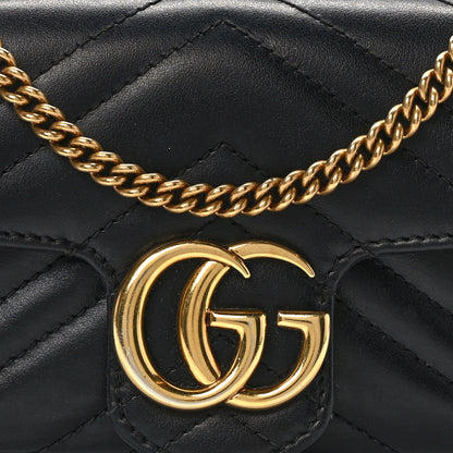 Gucci Calfskin Matelasse Super Mini GG Marmont Shoulder Bag Black 8 of 14