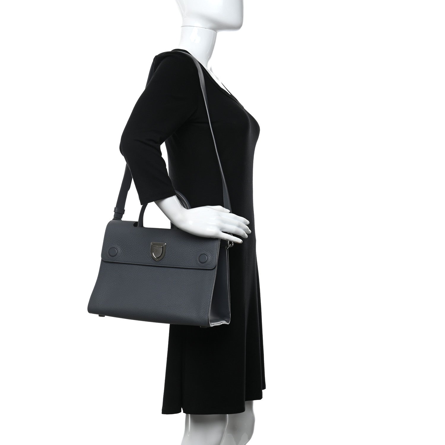 Christian Dior Bullcalf Medium Diorever Flap Meteorite Grey 2 of 12