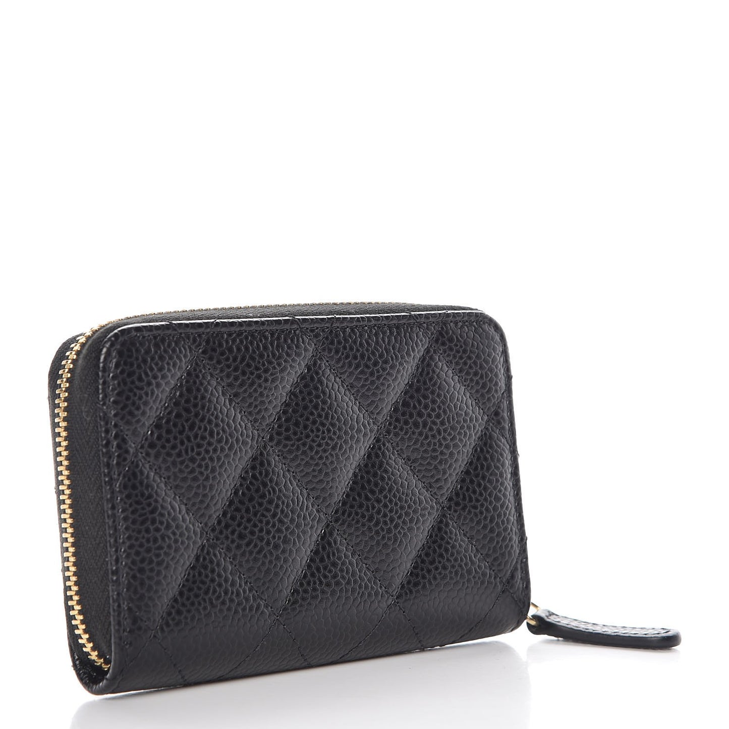 Caviar Quilted Zip Coin Purse Black