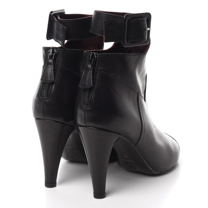 Chanel Lambskin Patent Cap Toe Cut Out Ankle Boots 37 Black 4 of 8