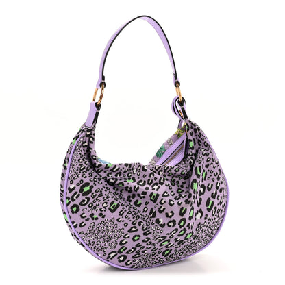 Versace Nylon Calfskin Barocco Mosaic Print Hobo Bag Jacaranda Multicolor 3 of 11