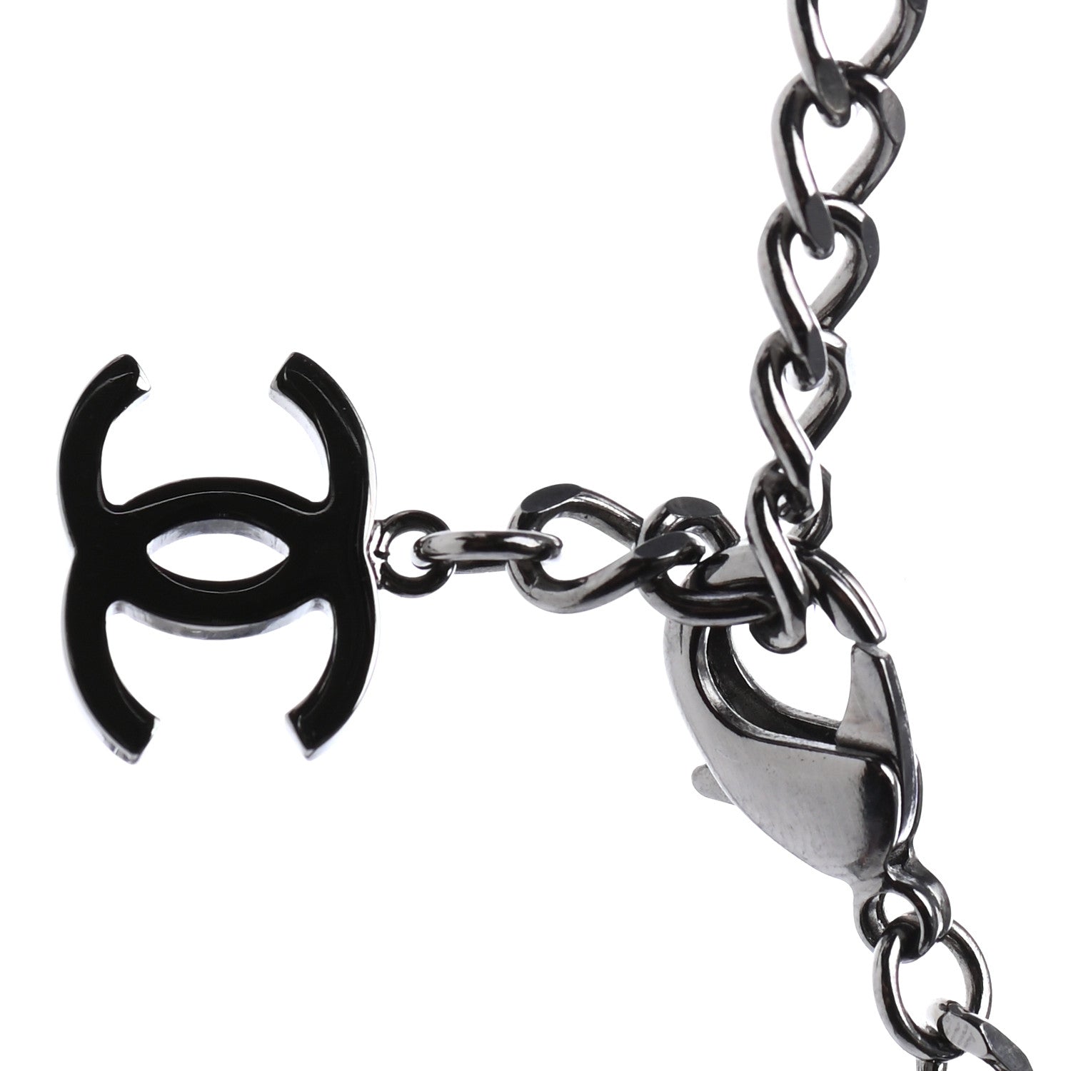 Chanel Ruthenium Crystal Chain CC Choker Silver 4 of 5