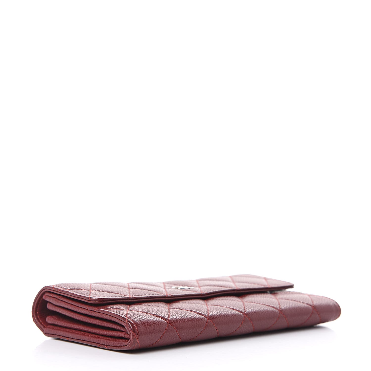 Chanel Caviar Quilted Large Gusset Flap Wallet Dark Red 4 of 10