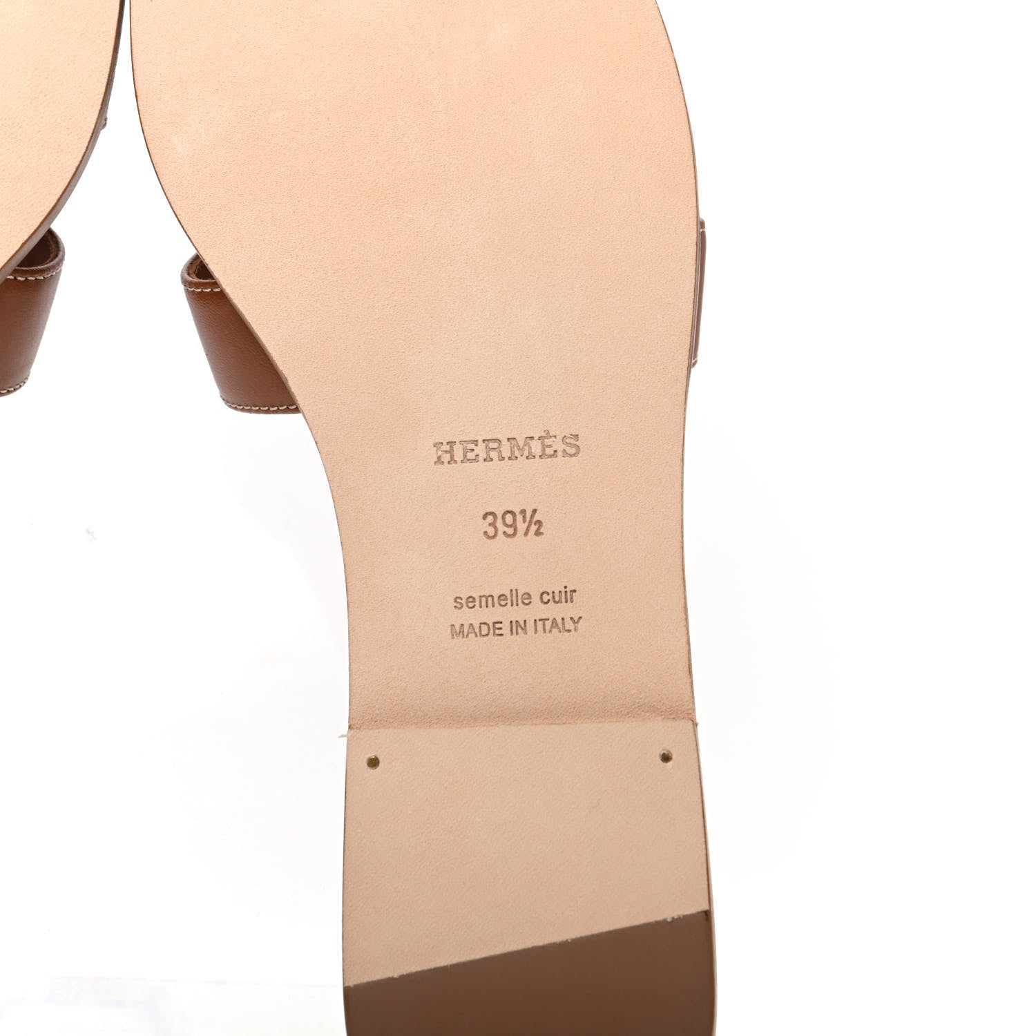 Hermes Box Calfskin Oran Sandals 39.5 Gold 8 of 10