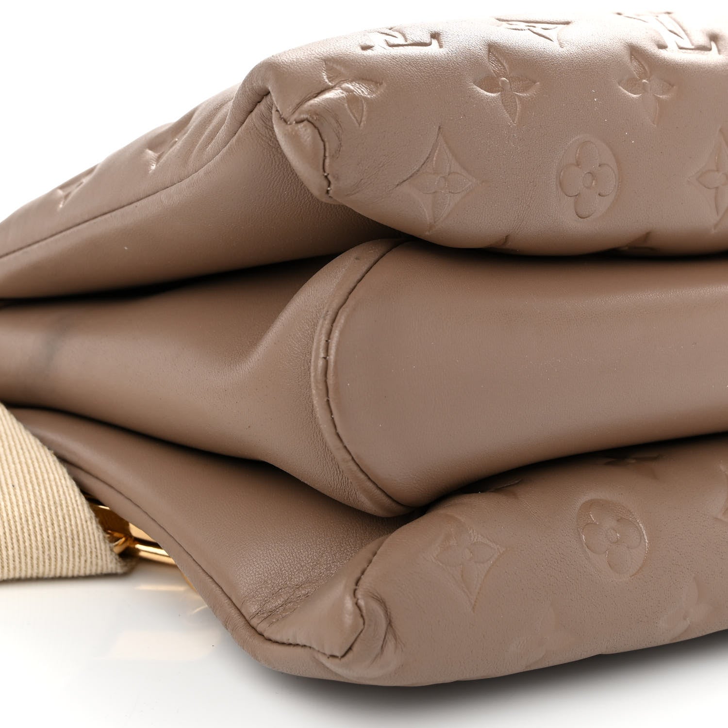 Louis Vuitton Lambskin Embossed Monogram Coussin MM Taupe 10 of 11