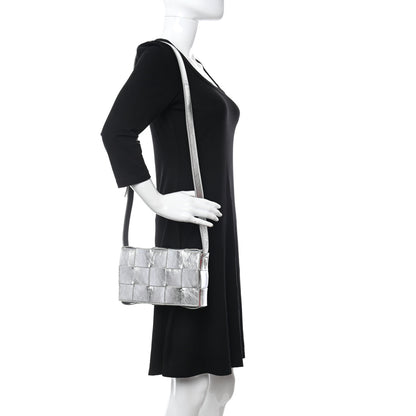 Bottega Veneta Metallic Lambskin Maxi Intrecciato Cassette Crossbody Bag Silver 2 of 8