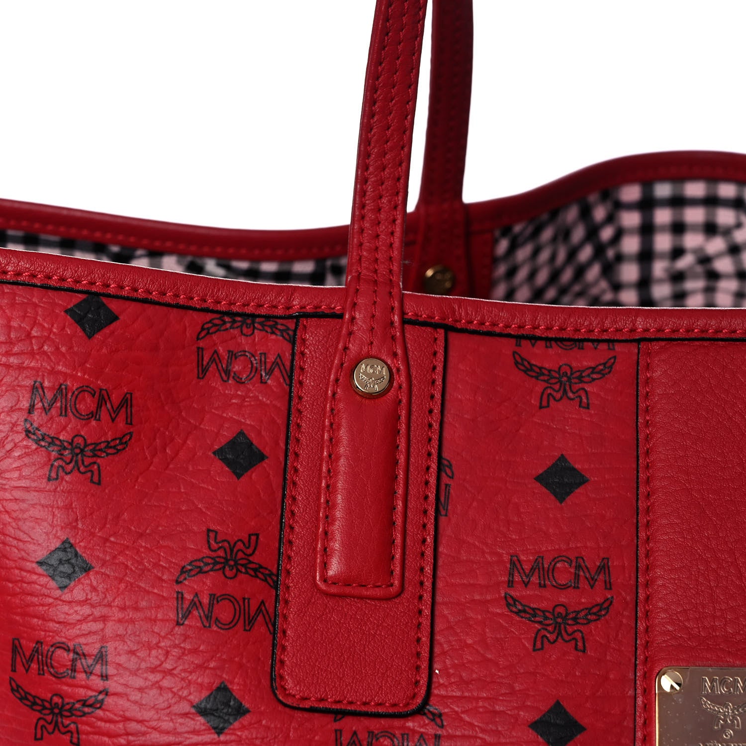MCM Visetos Large Liz Reversible Shopper Tote Ruby Red 9 of 13