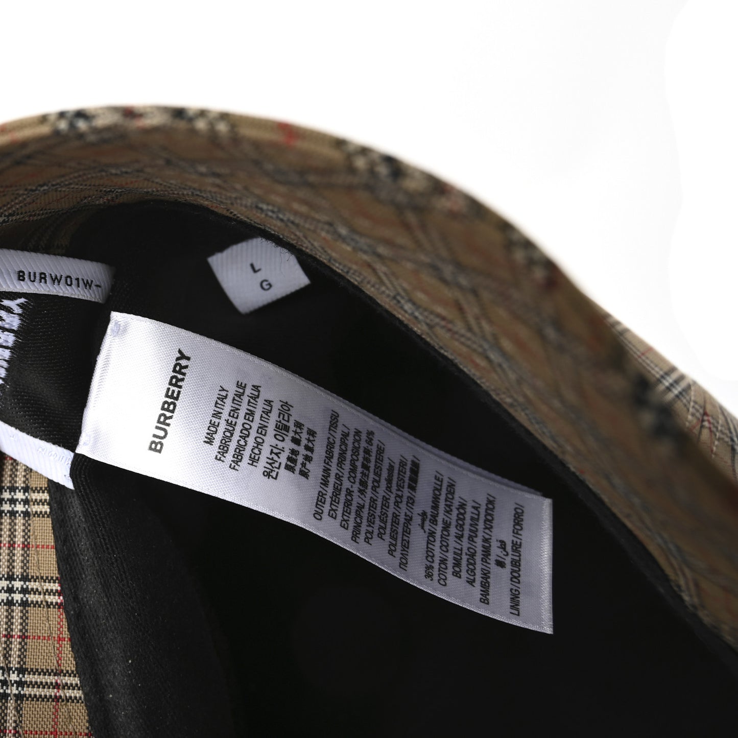 Technical Cotton Micro Check Bucket Hat L Archive Beige