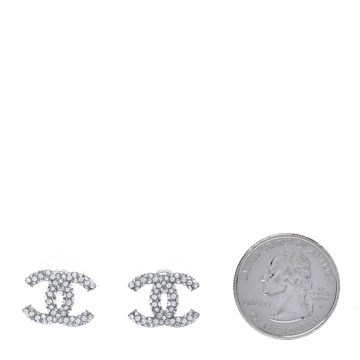 Chanel Crystal CC Earrings Silver 2 of 5