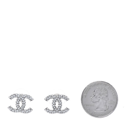 Chanel Crystal CC Earrings Silver 2 of 5