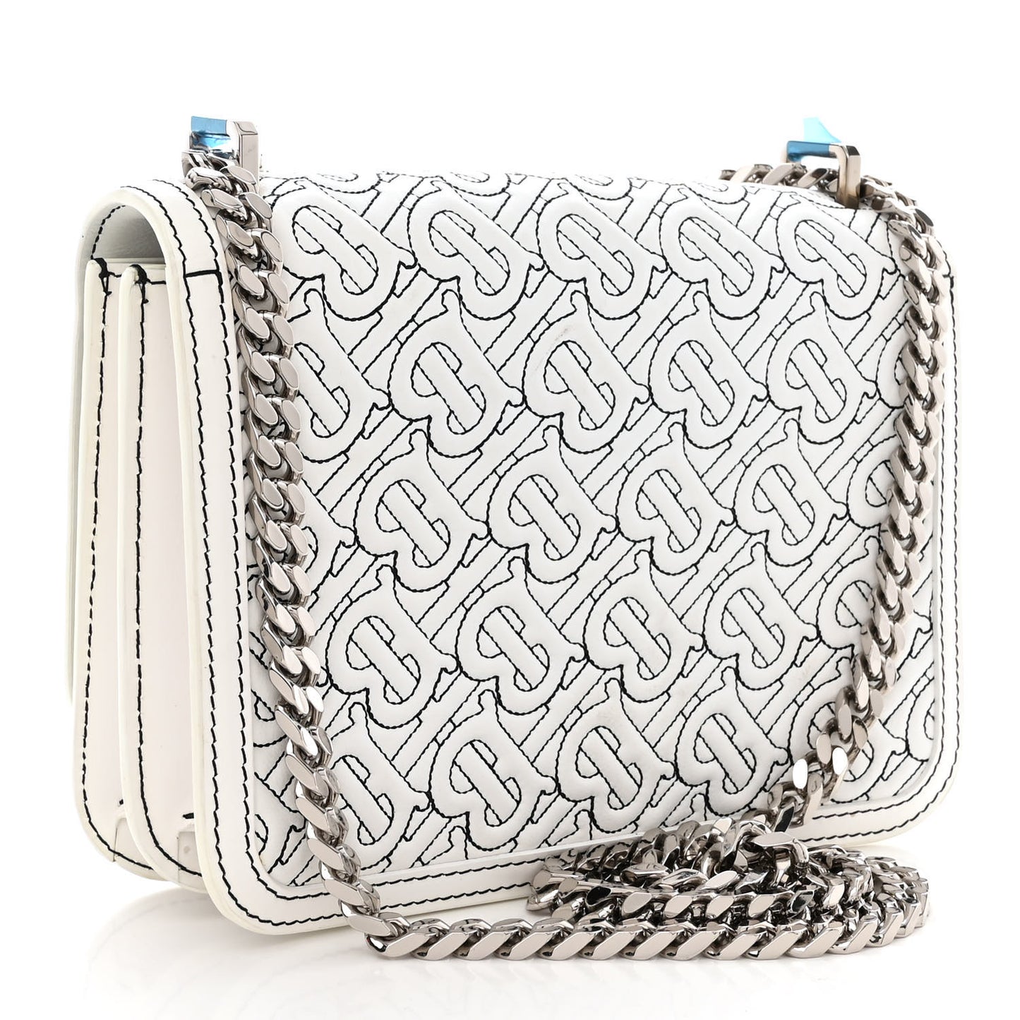 Calfskin Monogram Embossed Small TB Chain Bag Optic White