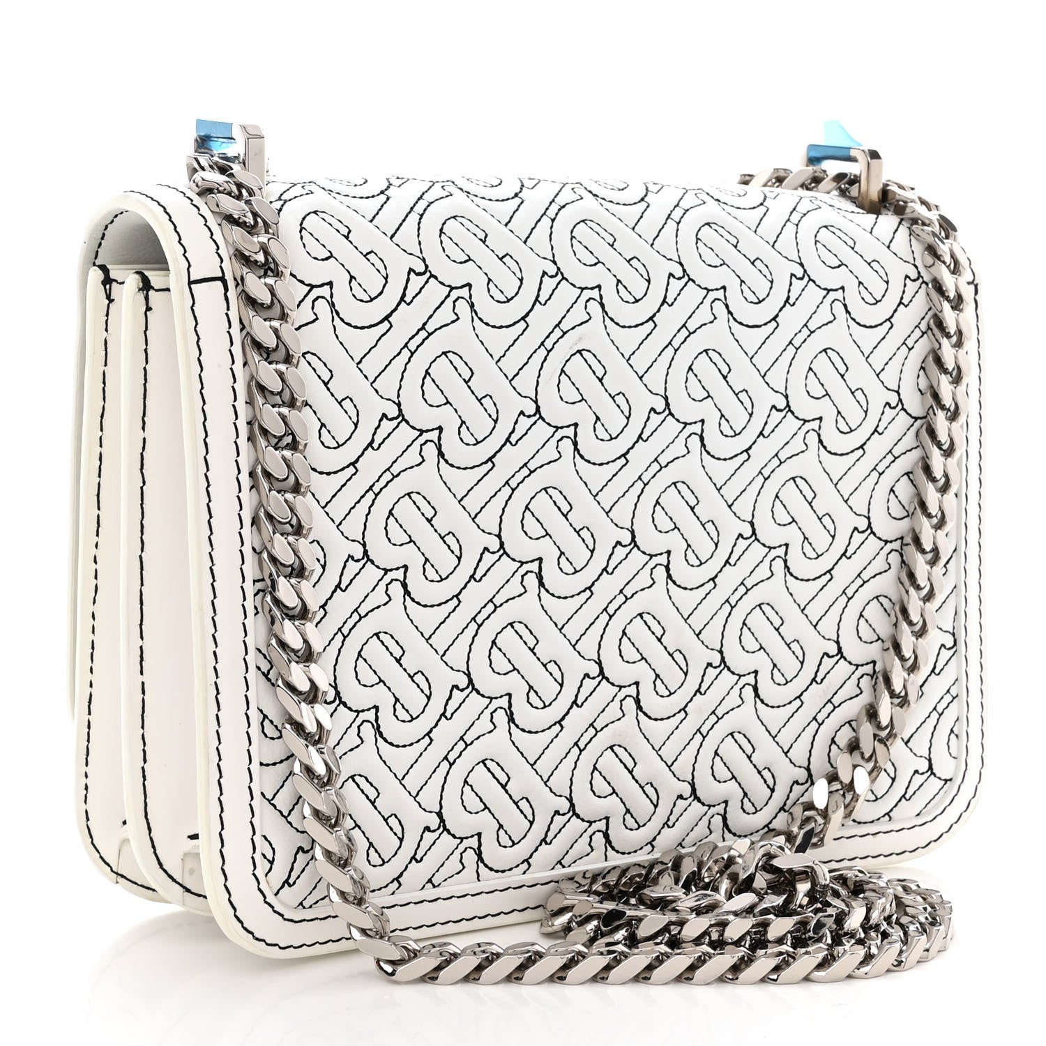 Burberry Calfskin Monogram Embossed Small TB Chain Bag Optic White 3 of 13