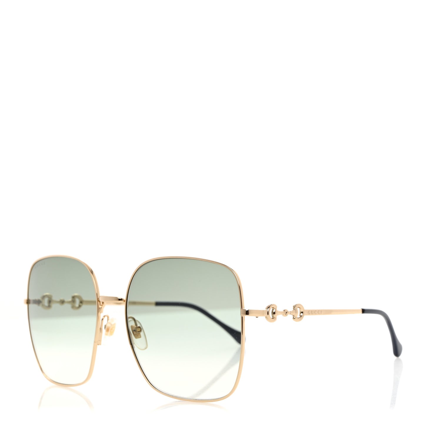 Metal Horsebit Square Frame Sunglasses GG0879S Gold