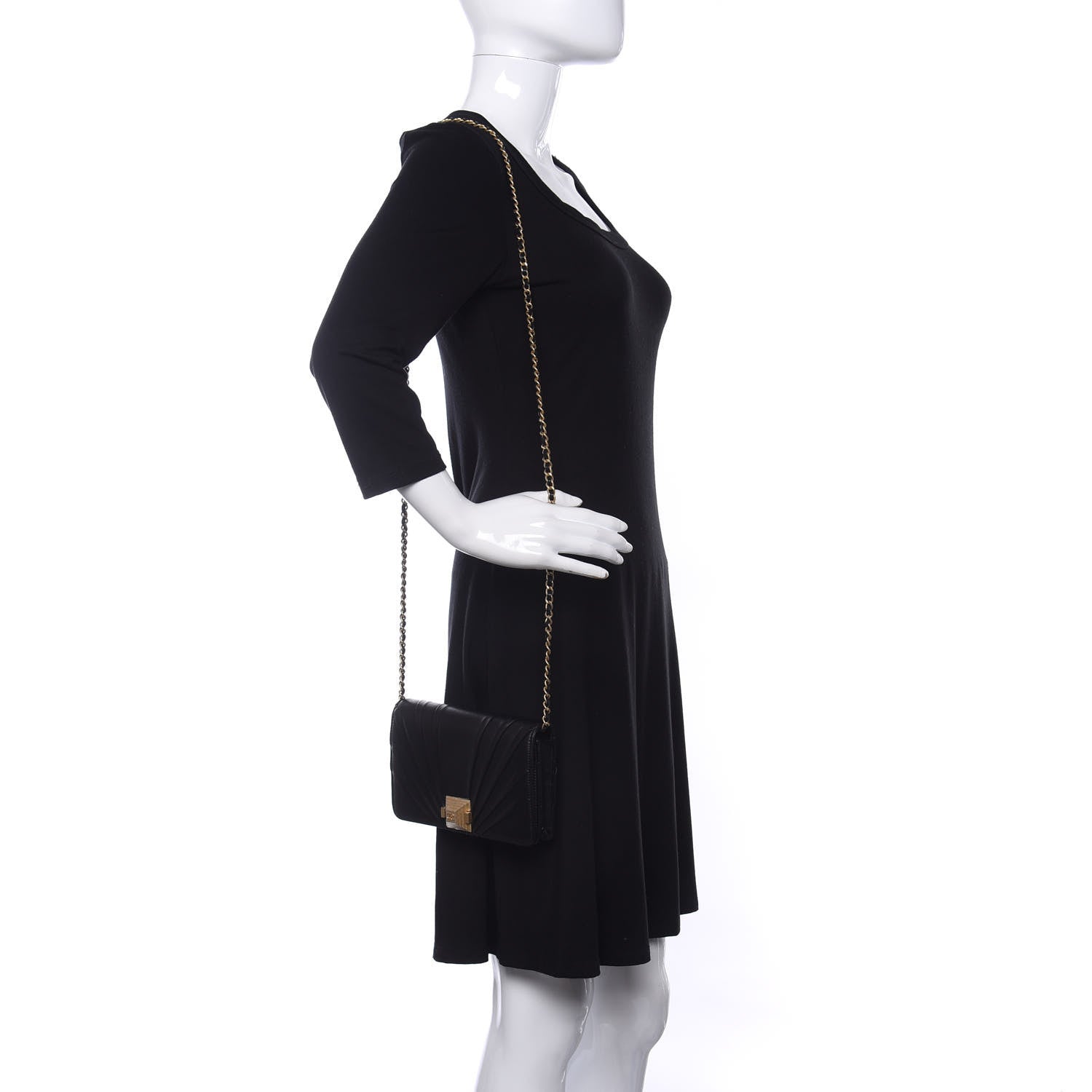 Chanel Lambskin Pyramid Wallet On Chain WOC Black 2 of 11
