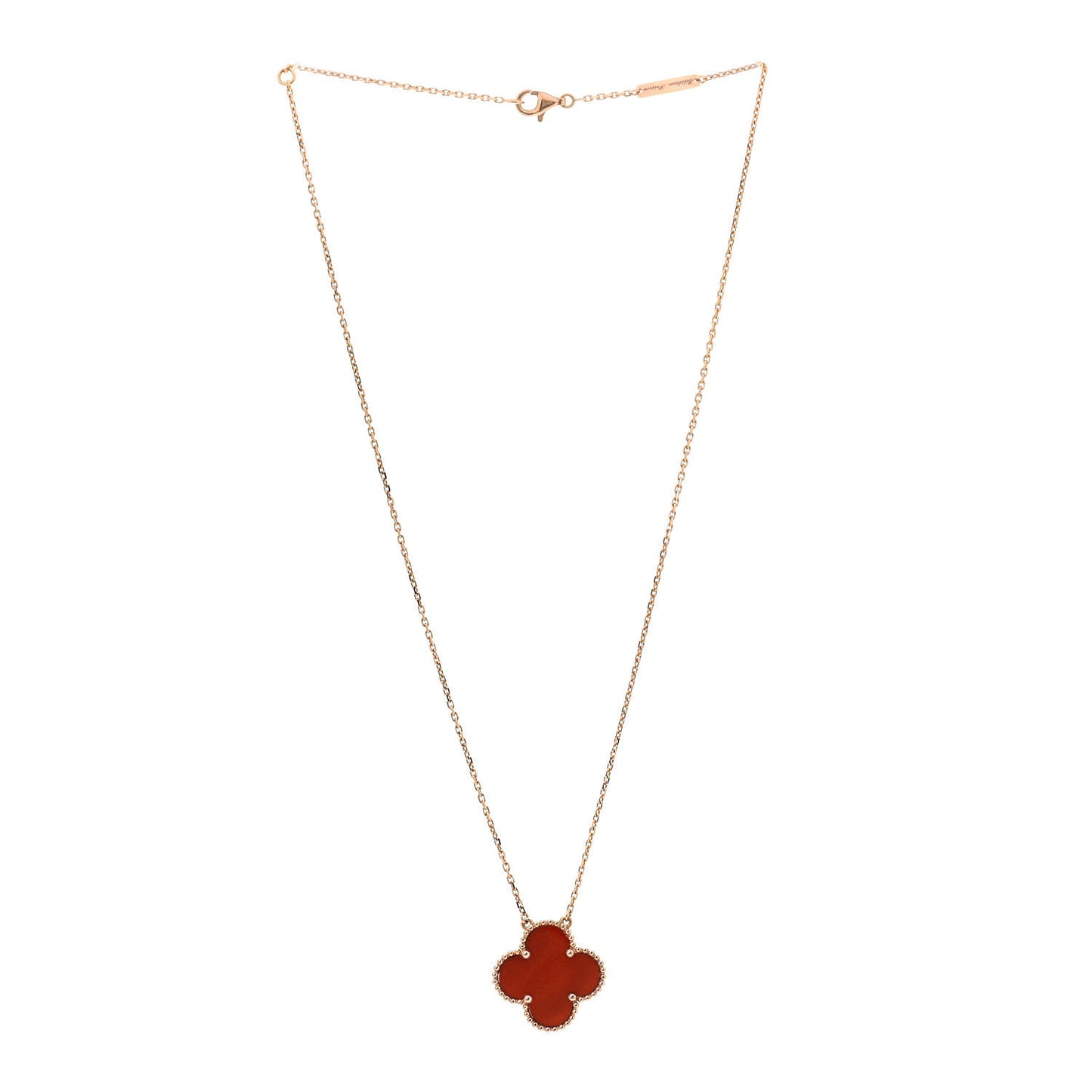 18K Rose Gold Carnelian Magic Alhambra Pendant Necklace