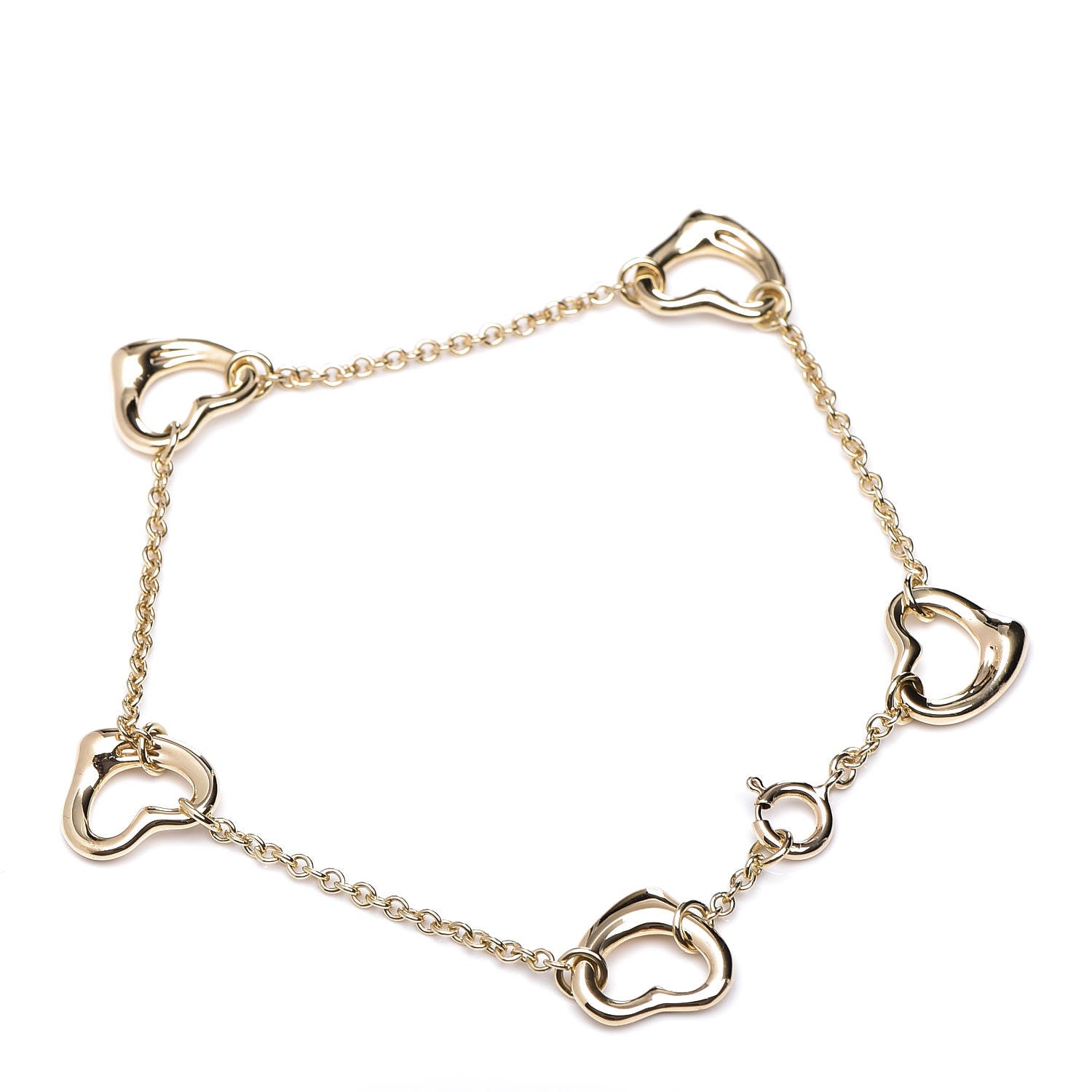Tiffany 18K Yellow Gold Elsa Peretti 5 Open Heart Bracelet 3 of 4