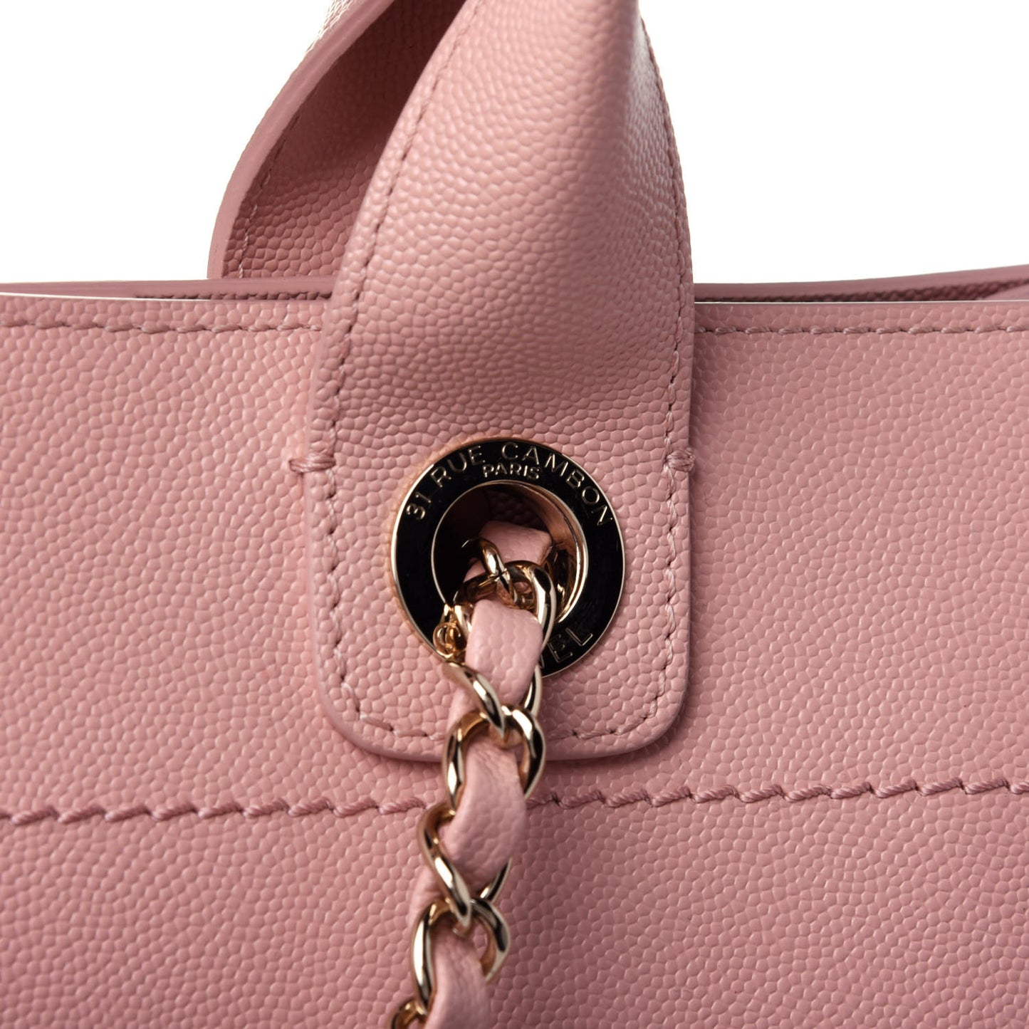 Caviar Small Studded Deauville Tote Light Pink