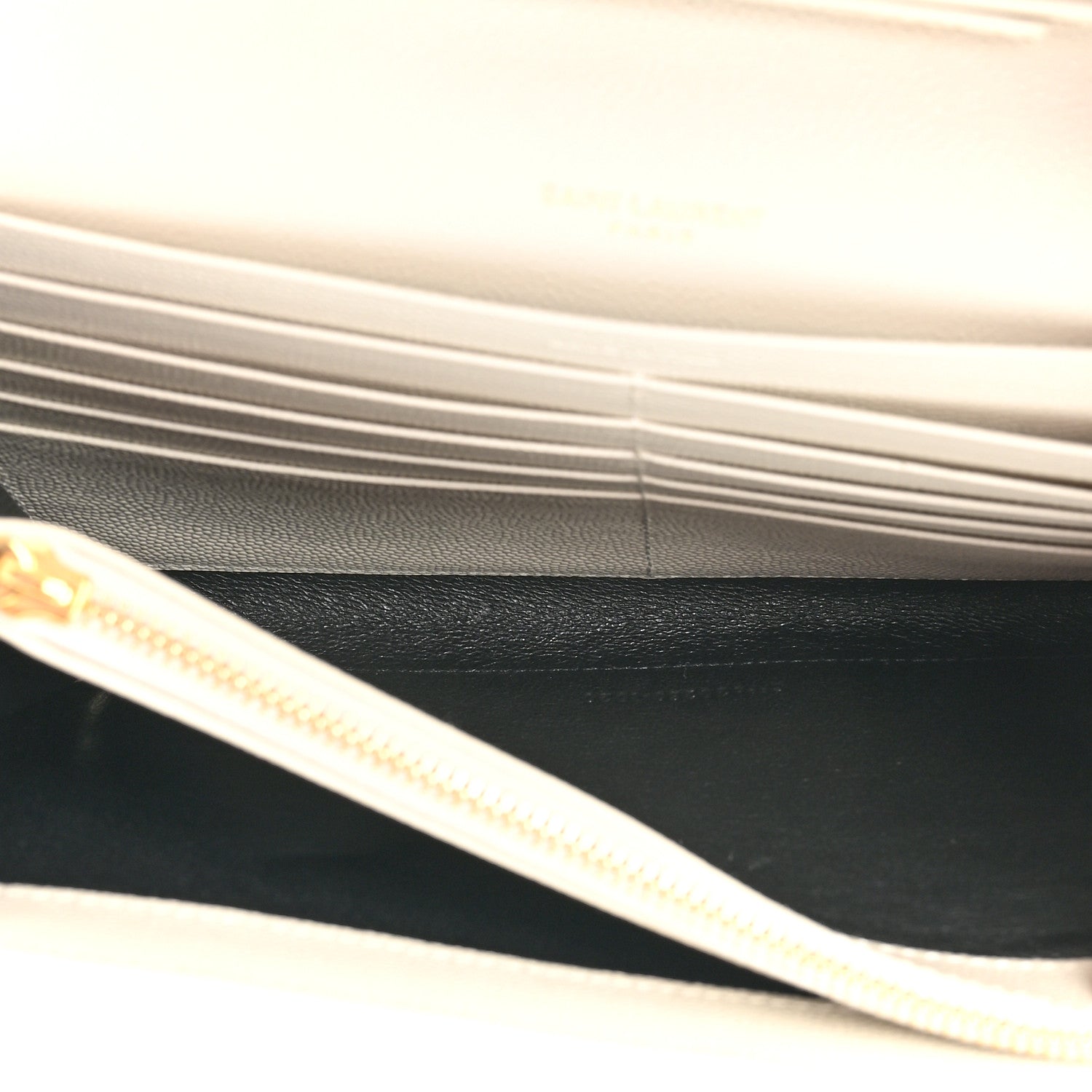 Saint Laurent Grain De Poudre Mixed Matelasse Triquilt Monogram Chain Wallet Blanc Vintage 7 of 15