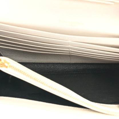 Saint Laurent Grain De Poudre Mixed Matelasse Triquilt Monogram Chain Wallet Blanc Vintage 7 of 15
