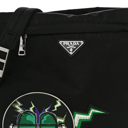 Prada X UNIVERSAL STUDIOS Tessuto Nylon Montagna Frankenstein Heart Small Crossbody Bag Black Smeraldo 8 of 14