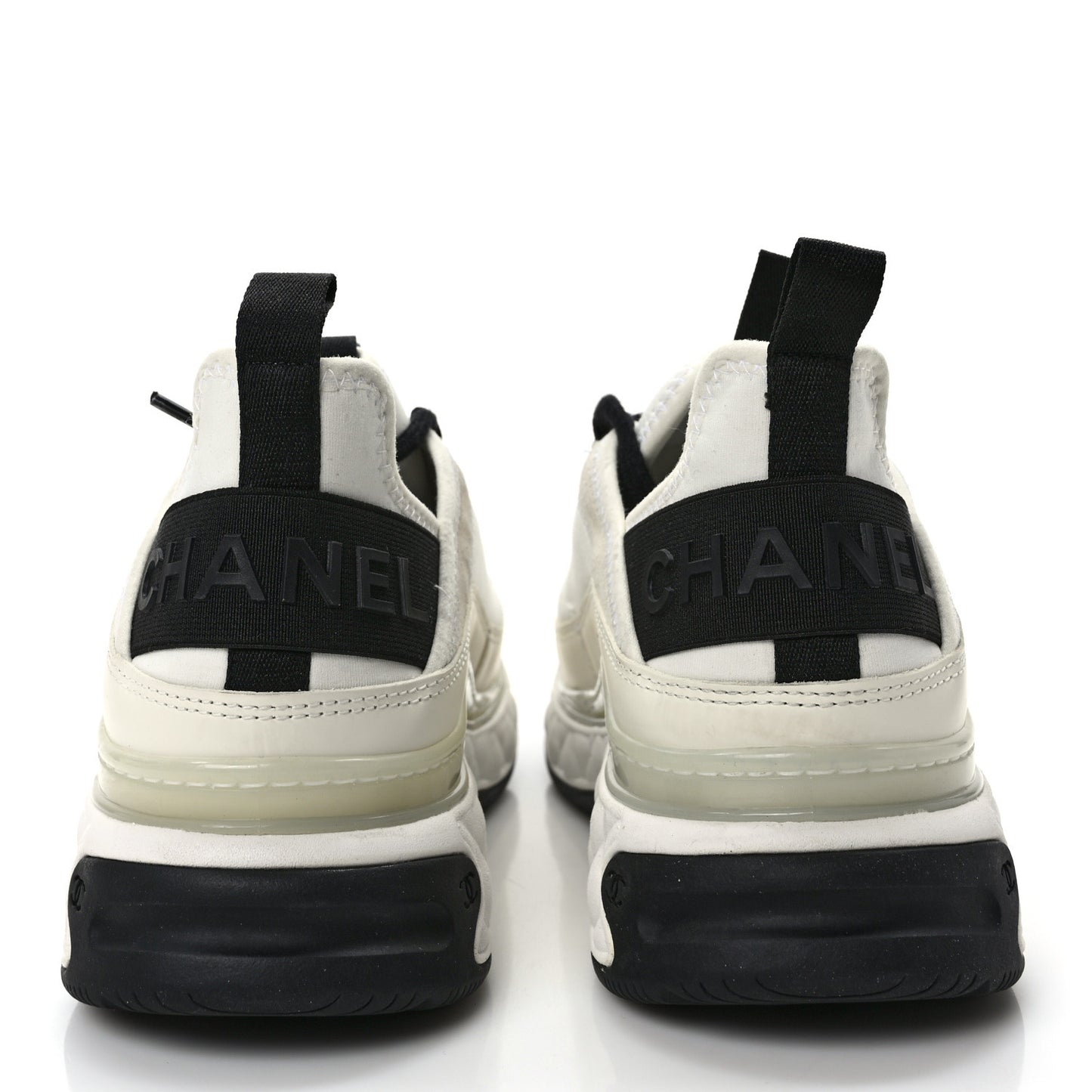 Velvet Calfskin Mixed Fibers CC Sneakers 38 Ivory Black
