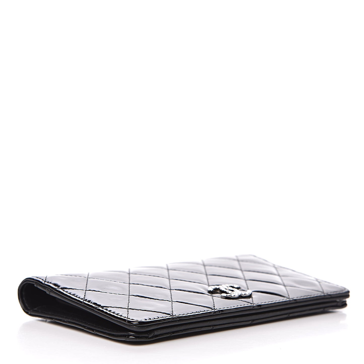 Patent Quilted Brilliant Yen Wallet Black