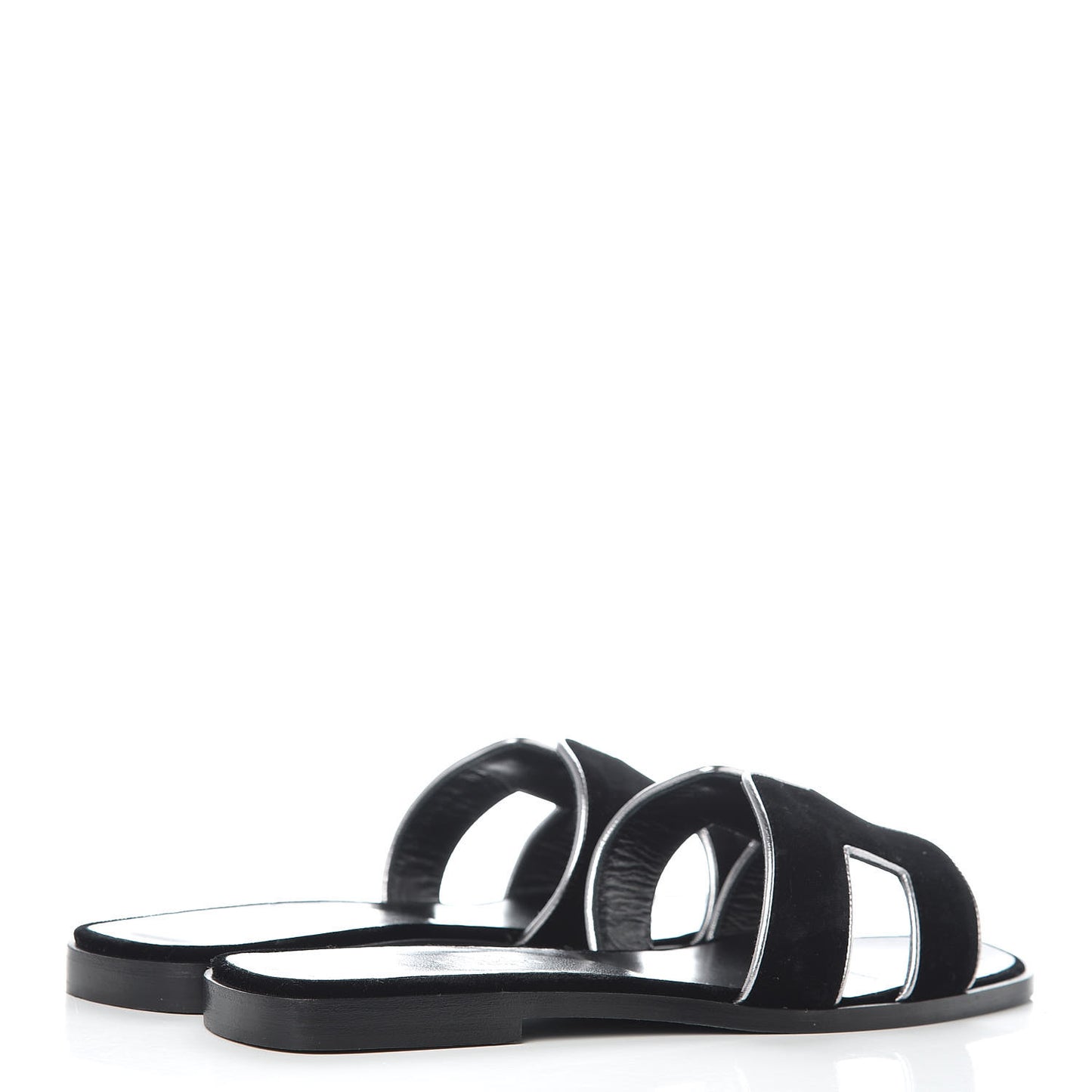 Velvet Nappa Oran Sandals 39 Black Argent Vieilli