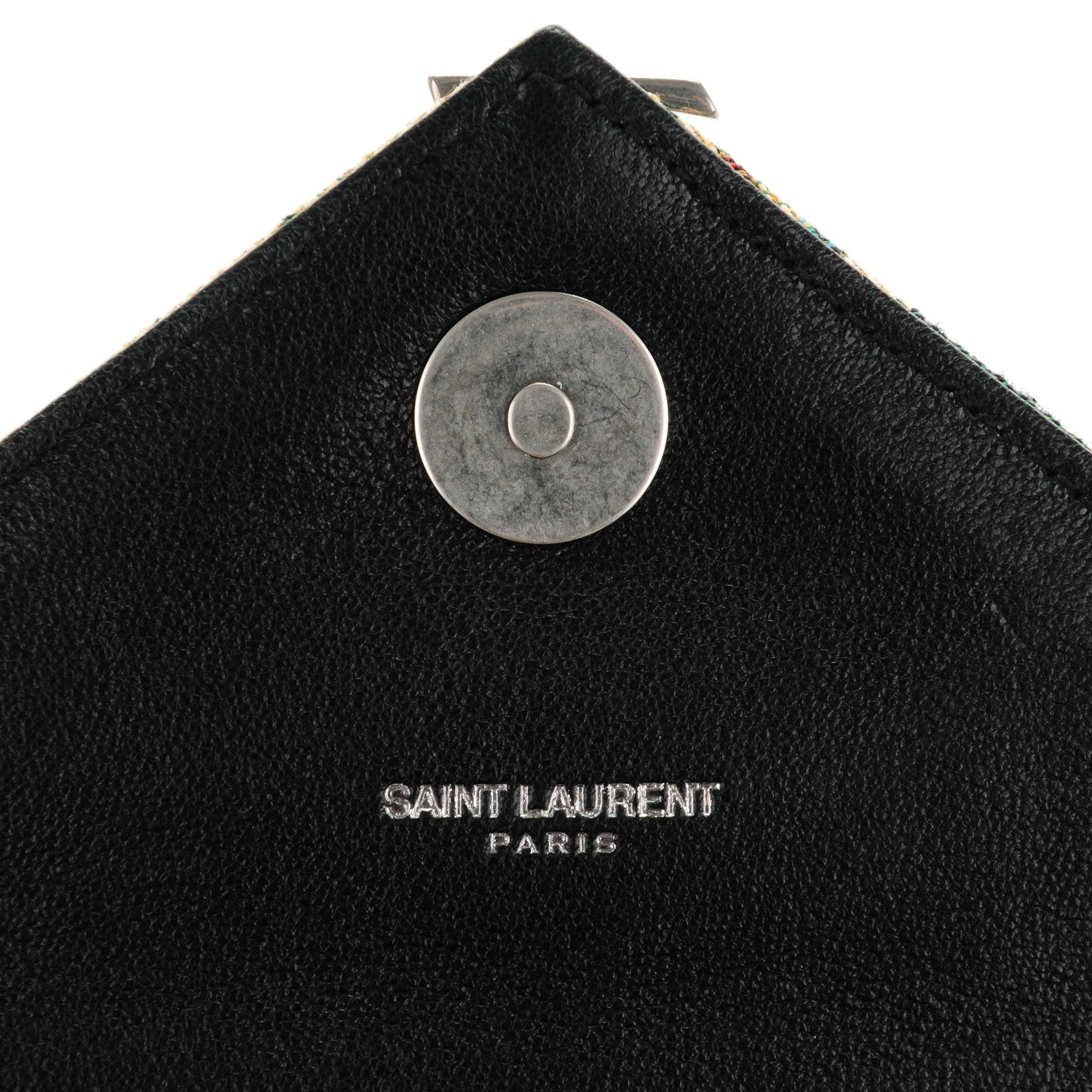 Saint Laurent Floral Print Canvas Matelasse Medium Monogram Satchel Beige Blue Red 6 of 8