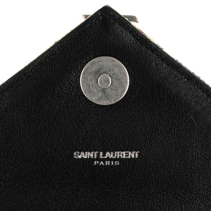 Saint Laurent Floral Print Canvas Matelasse Medium Monogram Satchel Beige Blue Red 6 of 8