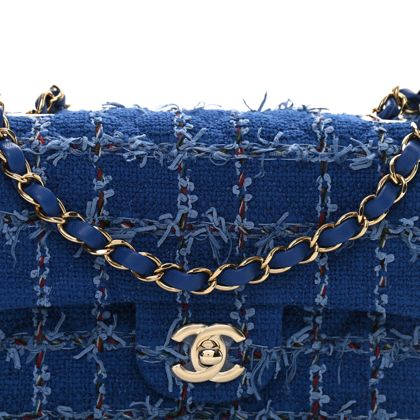 Tweed Quilted Mini Rectangular Flap Blue Multicolor