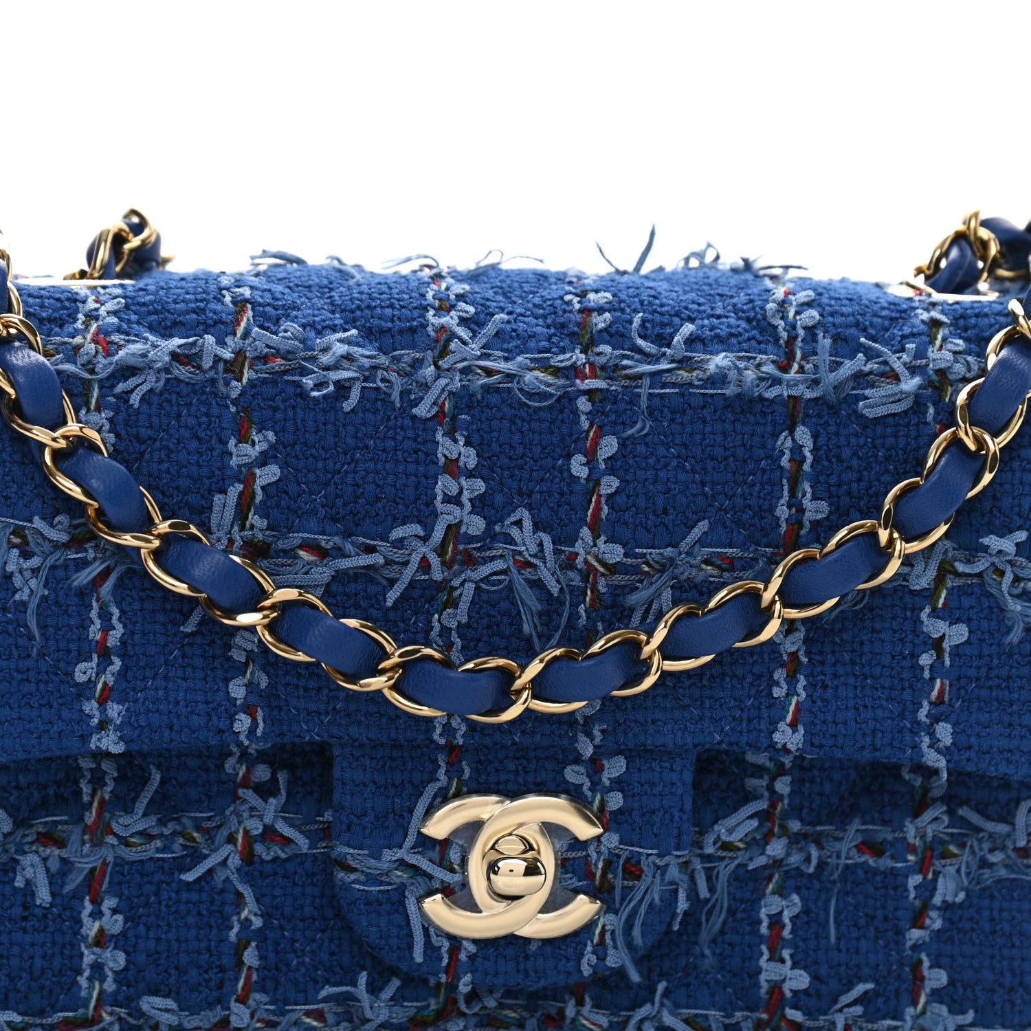 Chanel Tweed Quilted Mini Rectangular Flap Blue Multicolor 8 of 10