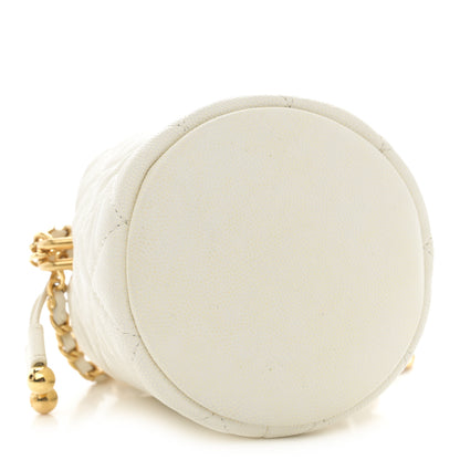 Chanel Caviar Quilted Coco First Bucket Clutch With Chain White 4 of 10