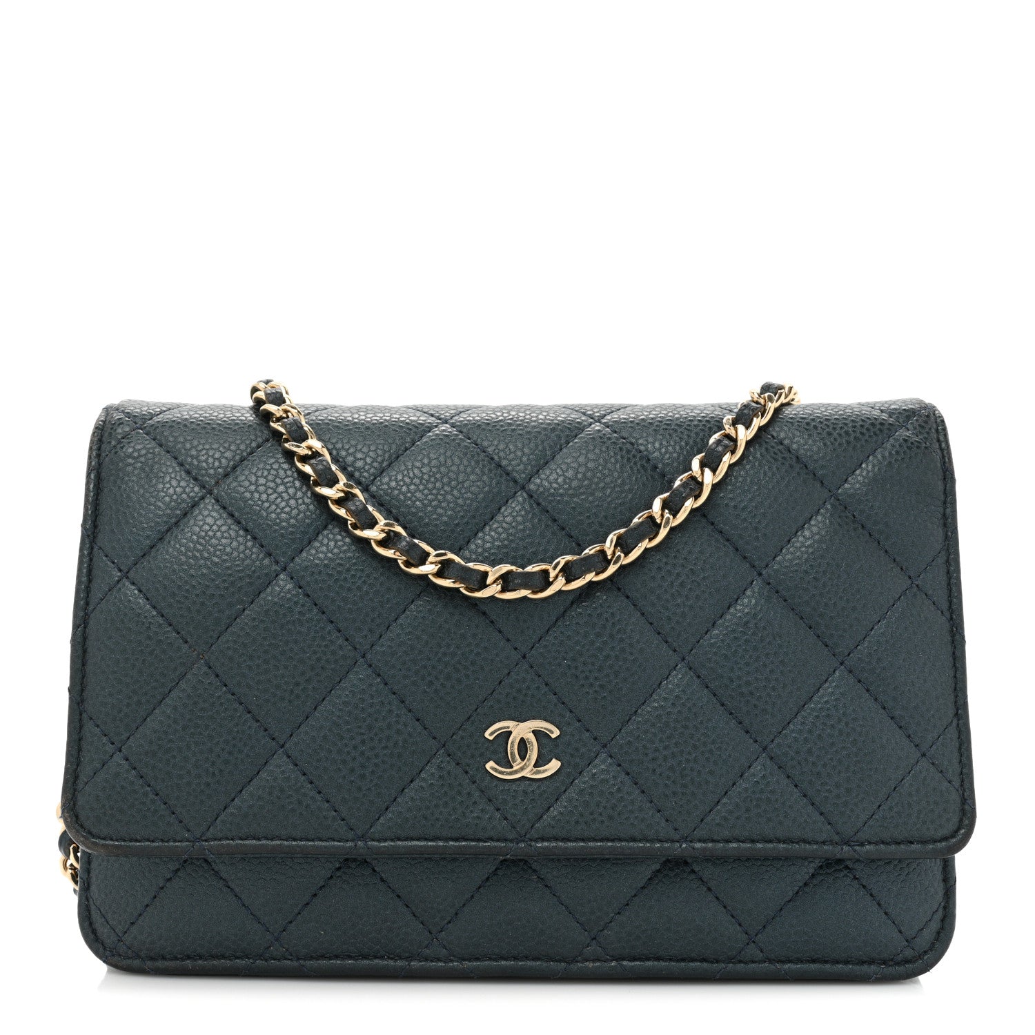 Chanel Caviar Quilted Wallet on Chain WOC Navy Blue 1 of 19