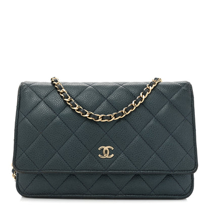 Chanel Caviar Quilted Wallet on Chain WOC Navy Blue 1 of 19