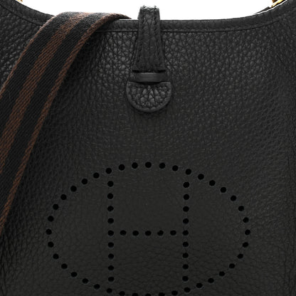 Hermes Taurillon Clemence Amazone Evelyne TPM Black Chocolate 8 of 12