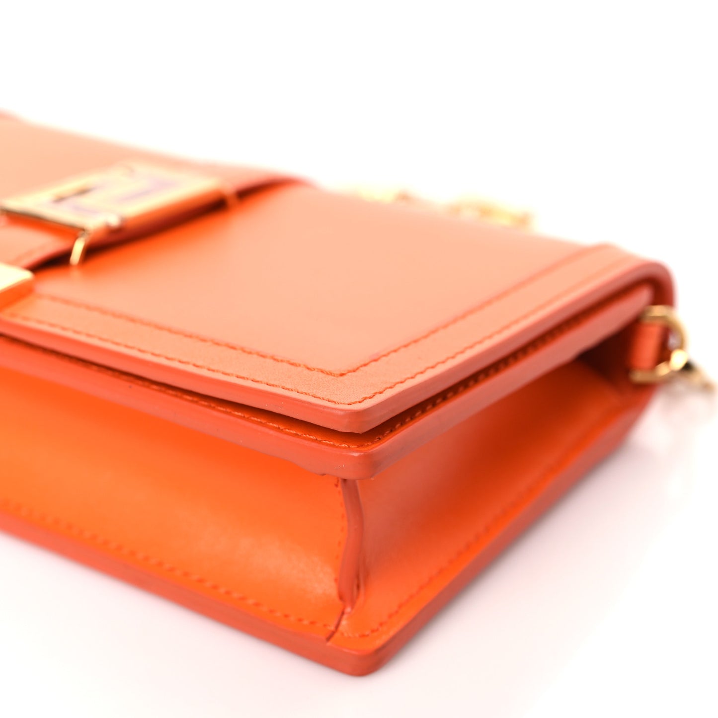 Calfskin Greca Goddess Wallet On Chain Orange