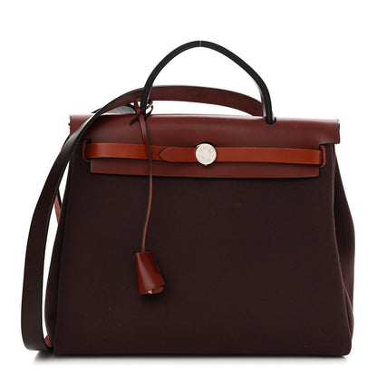 Hermes Military Toile Vache Hunter Herbag Zip 31 PM Chocolate Rouge Sellier Rouge H Cuivre 1 of 14