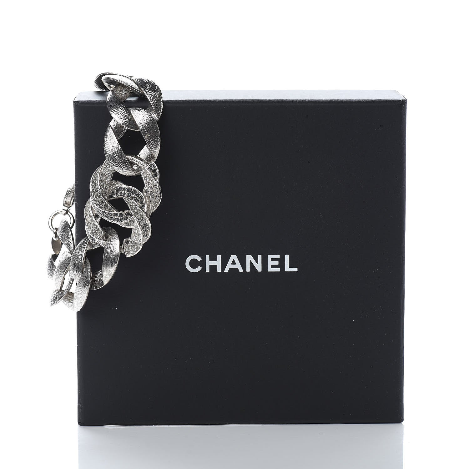 Chanel Crystal CC Chain Link Bracelet Grey 6 of 6