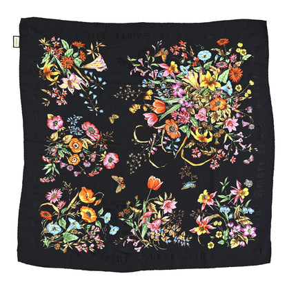 Gucci Silk Twill Flora Beauty Square Scarf Black 1 of 3