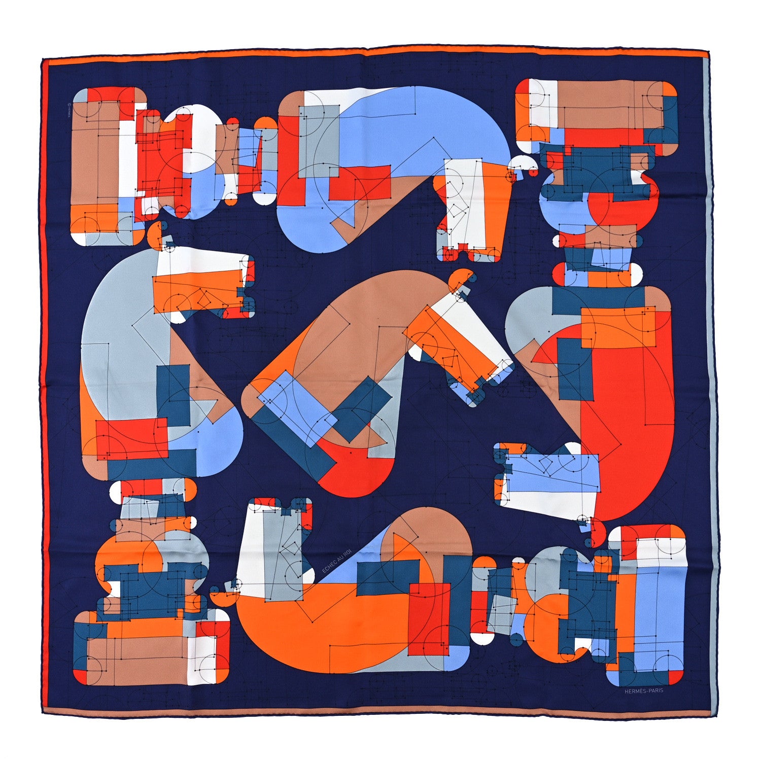 Hermes Silk Echec Au Roi Scarf 90 1 of 4