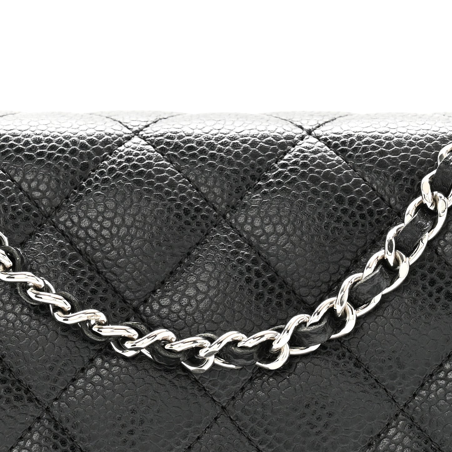 Caviar Quilted Wallet on Chain WOC Black