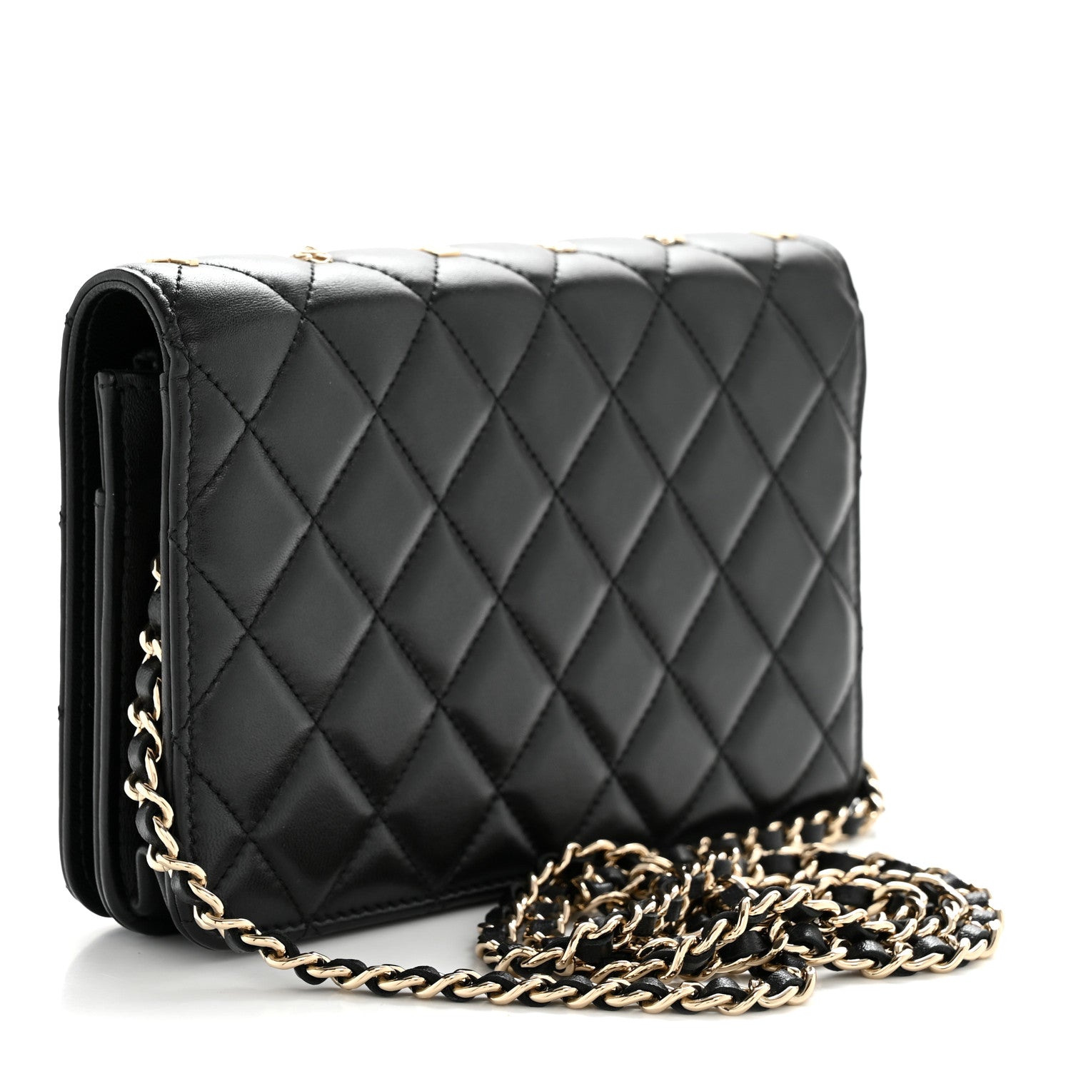 Chanel Lambskin Quilted All About Chanel Charm Wallet On Chain WOC Black 3 of 13